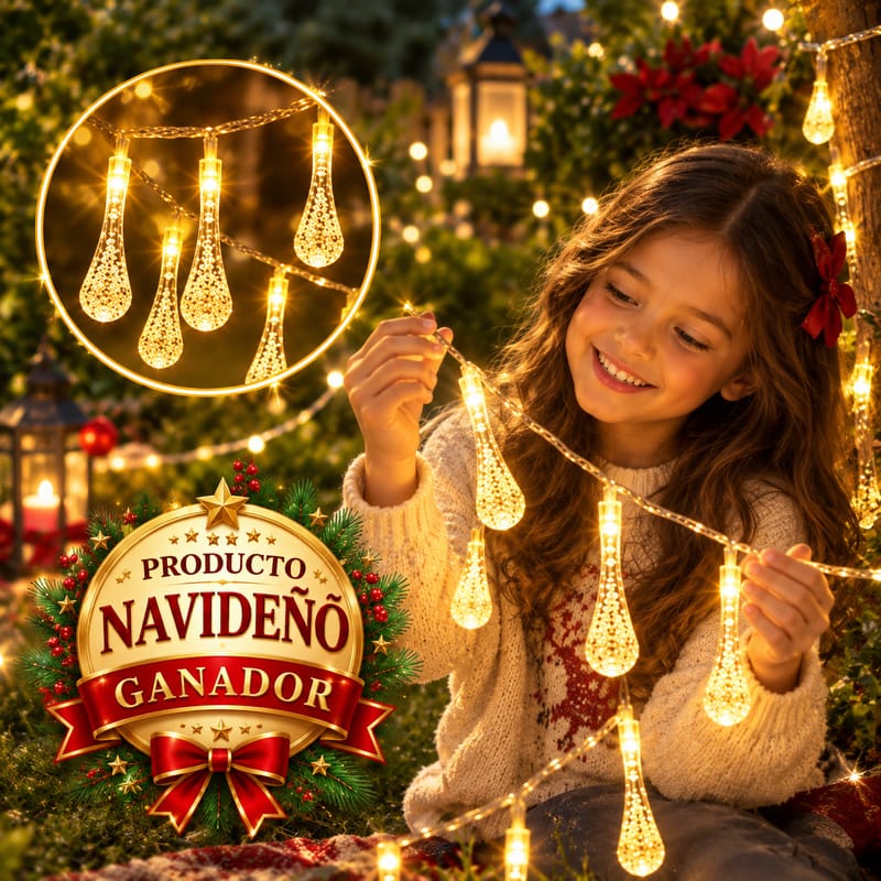 Luces LED navideñas en forma de gota